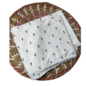 White Baby Swaddle Blanket – Black Mustache Print Cotton