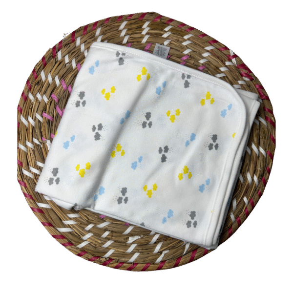 Unisex Baby Swaddle Blanket – White Cotton with Mickey-style  patterns