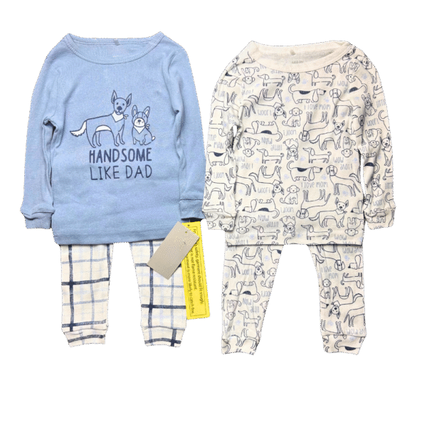 Baby Boy Pajama Set – 2-Pack Dog Print & “Handsome Like Dad