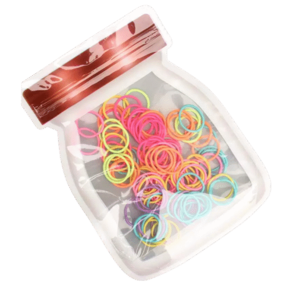 Neon Mini Hair Ties – 100-Pack Colorful Elastic Bands for Kids