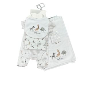 Baby Clothing Gift Set – 5-Piece “Little One” Safari Animal Print, Newborn