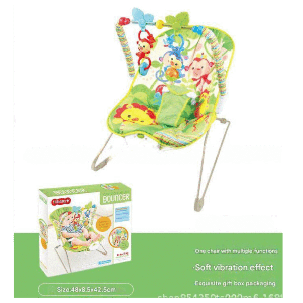 Baby Bouncer Chair – Jungle Safari Theme with Vibration & Toy Bar