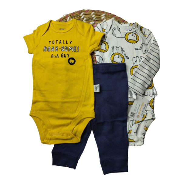 Baby Boy Outfit – 3-Piece “Roar-some Little Guy” Bodysuit, Lion Print Bodysuit & Pants, 0–9 Months – Carter’s