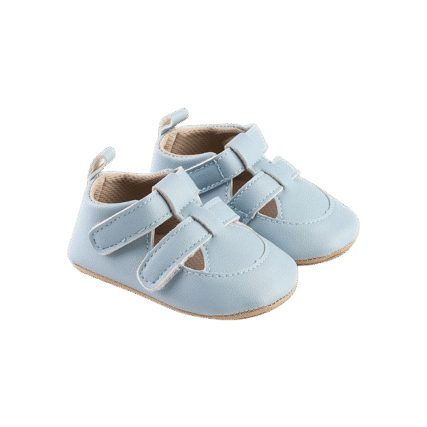 Baby Boy Shoes – Light Blue Double Velcro Strap, First Walker 6–18 Months