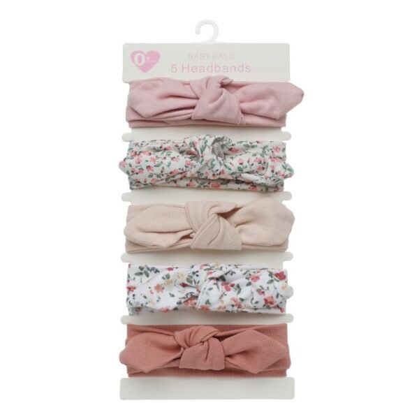 Baby Girl Headband Set – 5-Pack Blush & Floral, 0+ Months