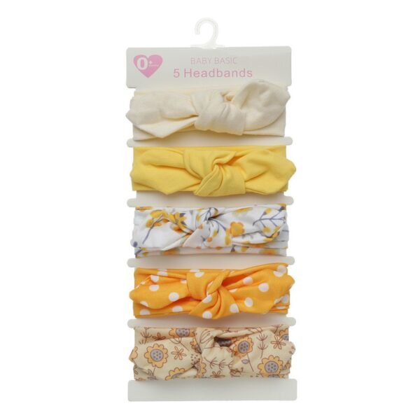 Baby Girl Headband Set – 5-Pack Yellow & Floral, 0+ Months