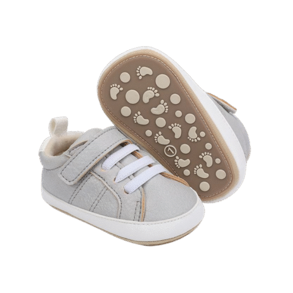 Baby Sneakers – Light Gray with Anti-Slip Sole, First Walker 6–18 Months