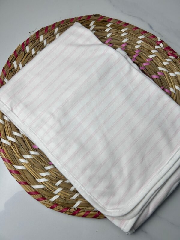 Swaddle Blanket – Pink & White Striped Cotton, Soft & Breathable