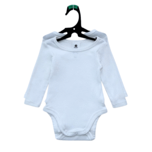 Bodysuit – 2 Long-Sleeve Plain White, Baby Unisex 0–6 Months – Dymples