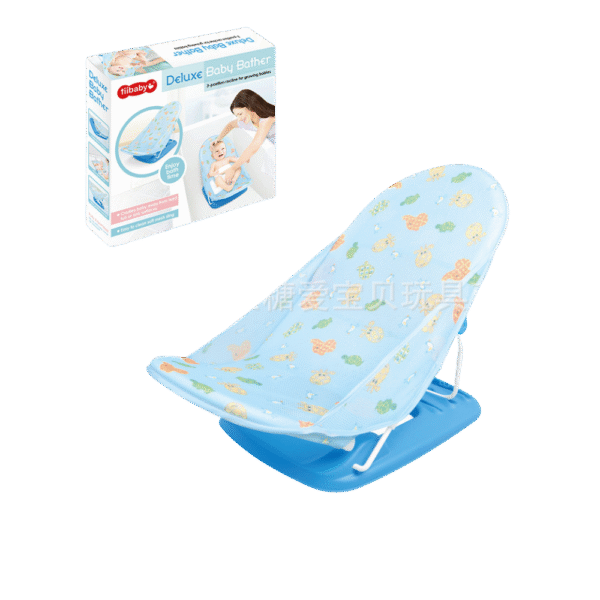 Baby Bather – Deluxe Adjustable Recline, Blue with Playful Prints