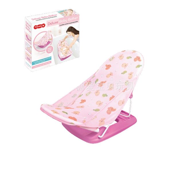 Baby Bather – Deluxe Adjustable Recline, Pink with Playful Prints