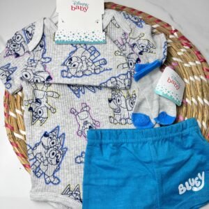 Baby Outfit Set – 3-Piece Disney Bluey Bodysuit, Shorts & Socks – Disney Baby