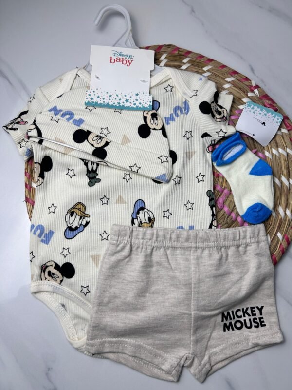 Baby Outfit Set – 3-Piece Disney Mickey & Friends Bodysuit, Shorts & Socks – Disney Baby