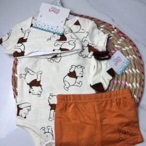 Baby Outfit Set – 3-Piece Winnie the Pooh Bodysuit, Shorts & Socks – Disney Baby