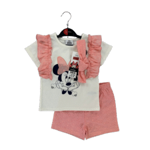 Girls’ Outfit Set – Minnie Mouse Ruffle Tee & Pink Shorts, 2-Piece – George