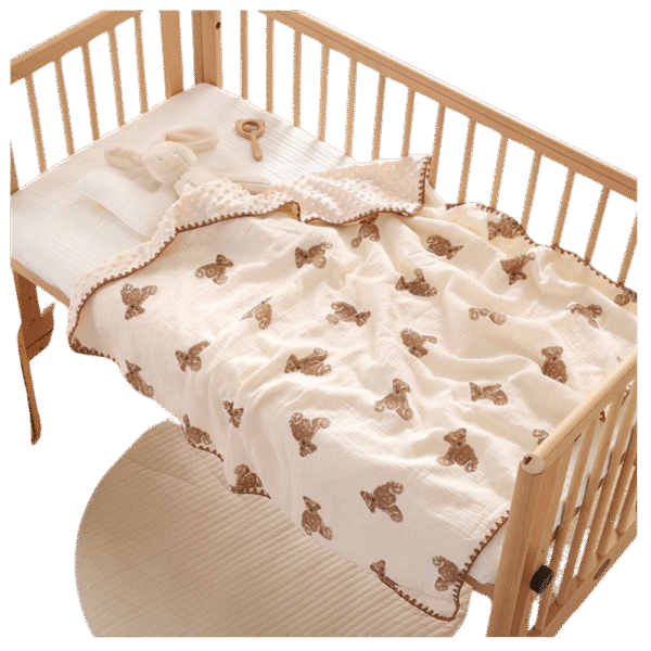 Baby Shawl – Cream Teddy Bear Print
