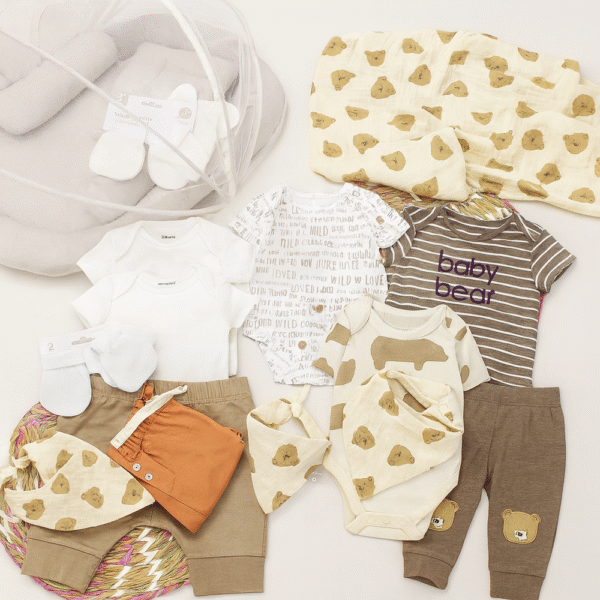 Newborn Starter Pack – 12-Piece Baby Essentials with Bed & Swaddle