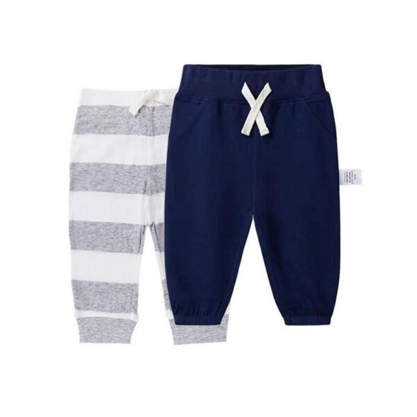 Baby Jogger Pants Set – 2-Pack Navy & Grey Stripes, 0–24 Months