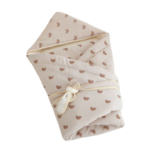 Baby Swaddle Wrap – Beige Rainbow Print, 100% Cotton with Soy Fiber, 90×90cm