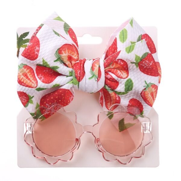 Baby Girl Accessory Set – Strawberry Headband & Flower Sunglasses