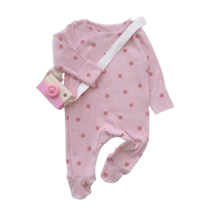 Baby Girl Sleepsuit – Pink Polka Dot Footed Sleepsuit, 0–3 Months