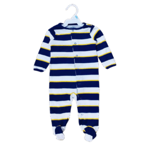 Baby Sleepsuit – Navy & White Striped Footed Sleepsuit with Yellow Accents, 0–9 Months – Carter’s