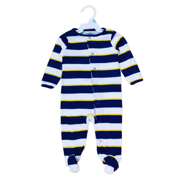 Baby Sleepsuit – Navy & White Striped Footed Sleepsuit with Yellow Accents, 0–9 Months – Carter’s